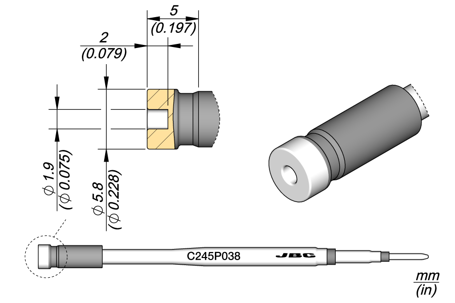 C245P038 - Pin / Connector Cartridge Ø 1.9